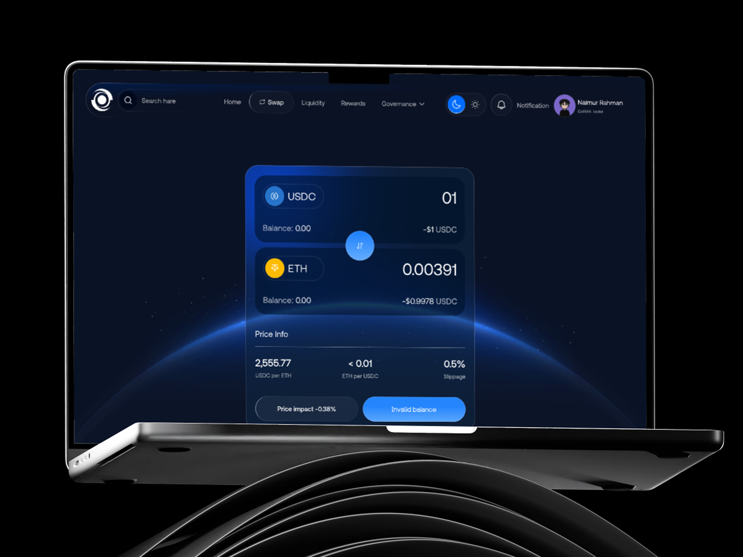 Crypto Swap Platform – Seamless Token Exchange blockchain ui crypto dashboard crypto swap crypto trading crypto trading ui crypto wallet defi dashboard defi platform dex ui minimal ui modern fintech ui token exchange token swap web design web site web3 web3 design web3 ux