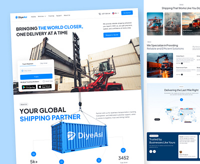 DiyeAsi - Logistics Website Design b2b courier landing page currier website design delivery website global courier landing page logistic logistic web design logistic website parcel radiyal shipment shipment track shipping partner ui ui design ux design web design web ui design website design