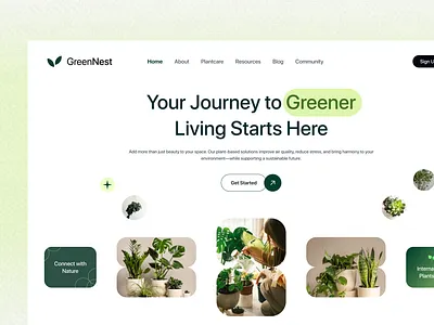 GreenNest—Eco Living Website Concept cleandesign ecofriendly greenliving minimaldesign natureinspired sustainability uidesign uxdesign