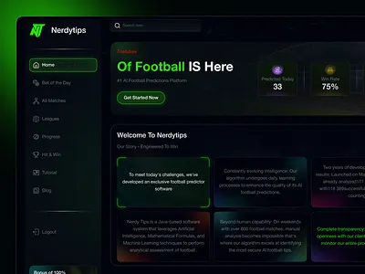 AI-Powered Football Prediction Dashboard ai analytics dark theme design data driven ui football app football predictions gambling ux match stats dashboard sports betting ui sports dashboard sports data visualization web app web design