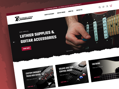 Chords of Perfection: Guitar Supplies for the Modern Luthier bigcommerce ecommerce design ecommerce store guitar accessories guitar parts guitar shop homepage design landing page luthier supplies online shop store design ui design uiux design