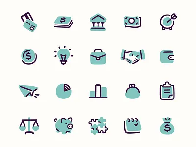 Finance Icons bank chart doodle finance hand drawn handshake icons illustration money payment piggy stickers ui vector