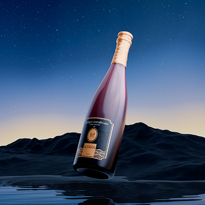 KAWA Grape Coralrose 3dart 3dmodel blender cgi design exterior japan labeldesign photoshop productdesign render vintage wine winerose