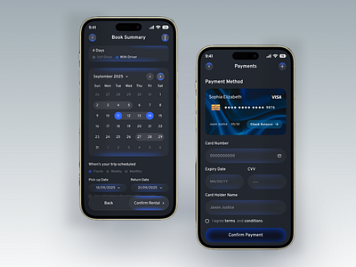 Car Rental Mobile App – Booking & Payment UI app design booking booking payment booking car car app car rent service car rental car rental app car rental app concept car rental app ul car rental mobile app luxury car rent mobile app. mobile ul payment rent a car rental company saas travel ui visual design