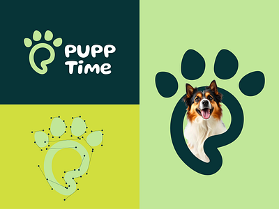 Pupp Time Logo animallogo brandidentity customlogo cutelogo doglogo doglovers furryfriends logodesign minimallogo modernlogo pawprintlogo petbranding petbusiness petcarebrand petlogo petstartup puppybrand