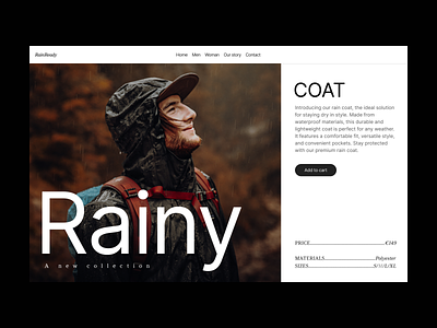 Rainy - Fashion shop branding design grid header minimal shop typography ui ux web