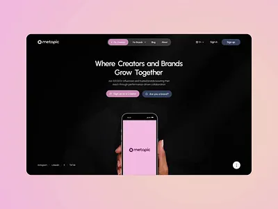 Influencer Marketing Platform artists blogger collaboration content creator digital creator influencer influencer landing page influencer marketing influencer marketplace influencer platform influencer website instagram marketplace for influencer saas website social media influencer social network tiktok web animation website design youtuber