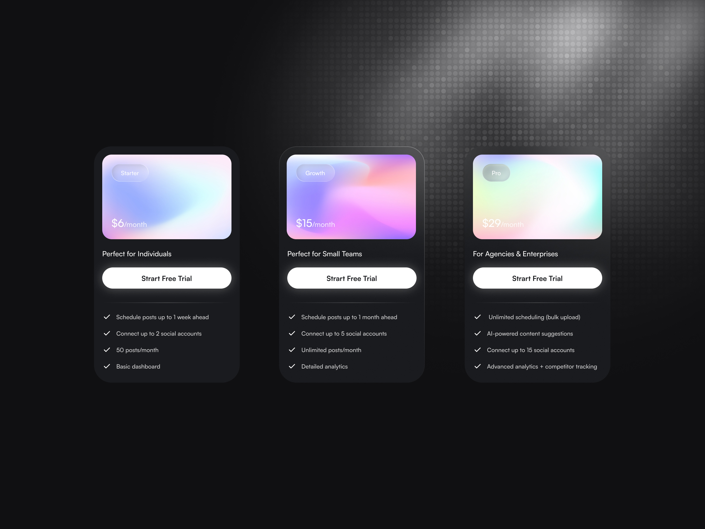Pricing Card Design - Dark Mode ui