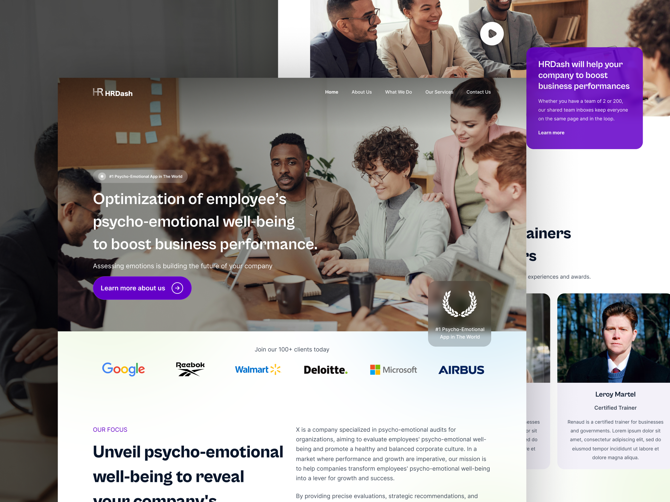 HRDash - Professional Psychology App Website Design app conversion flat graphic design landing page luxury professional psychology simple ui website