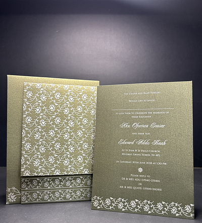 Green Shimmery Floral Themed - Screen Printed Wedding Invitation punjabi wedding card designs