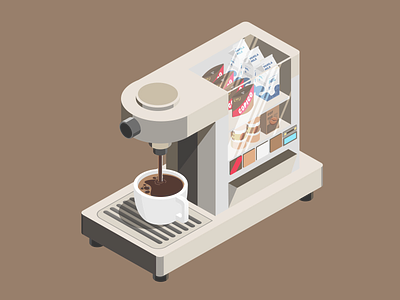 Isometric Style (Vending Mechine Mix with coffee Mechine) illustrations isometric ui visual design