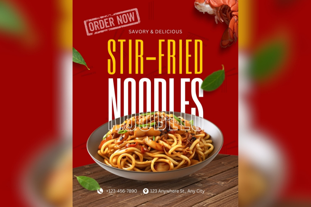 Delicious Stir-Fried Noodles Flyer Design | Restaurant Food Post branding digital marketing flyers graphic design marketing social media takeaway food poster