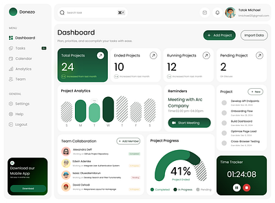 Project Management Dashboard android app branding dashboard design graphic design illustration logo product design project task ui ux