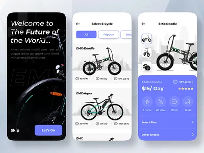 E-bike Rental App app design bicycle bike bike app bike rent app bike rental cycling e bike electric bicycle electric bike rent rental app rental service rental services rentbike ride booking scooter rent app scooter rental ui ux
