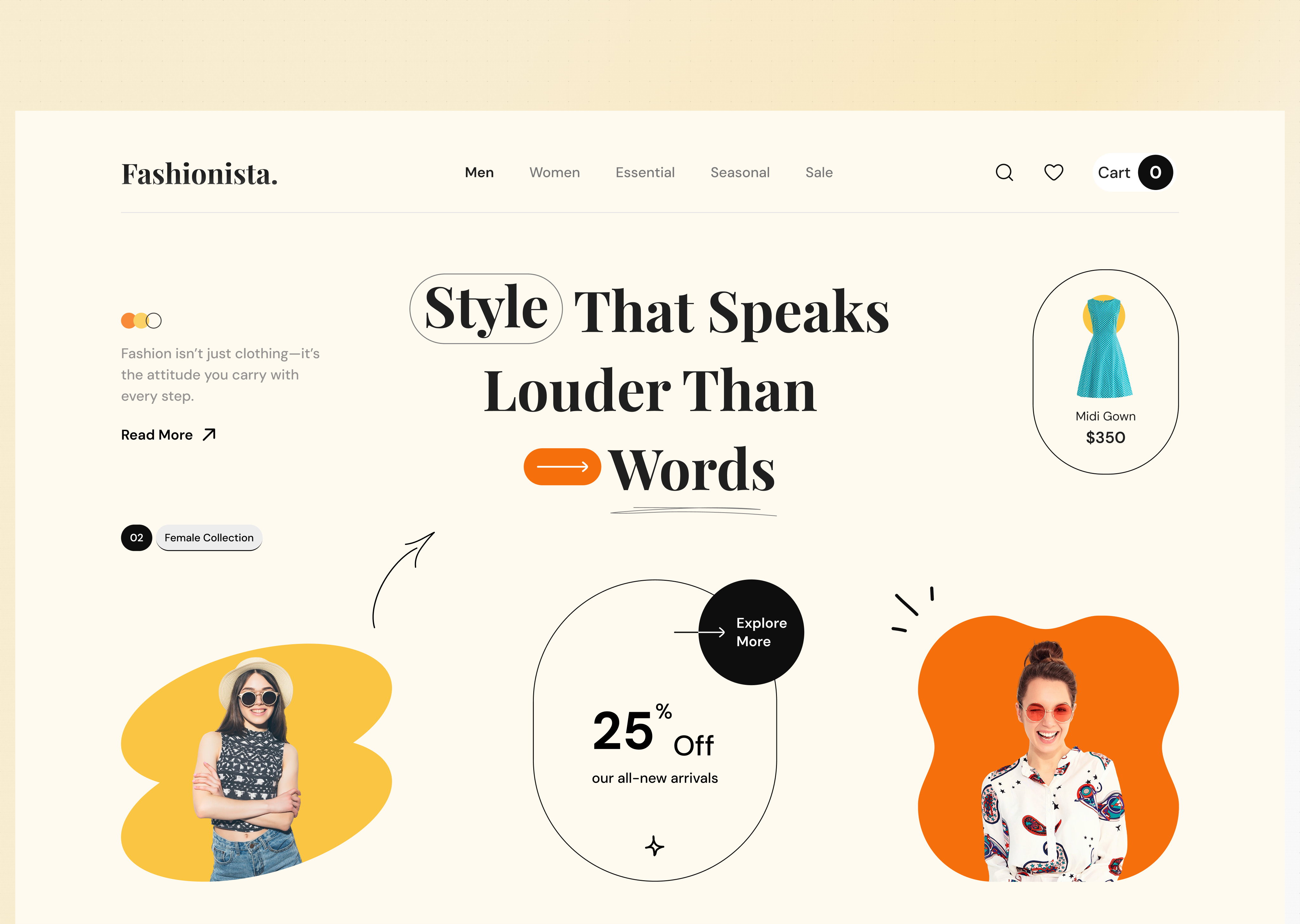 Fashionista—Modern Landing Page Design designinspiration dribbble ecommercedesign fashionui landingpage minimaldesign onlinestore uidesign uxuidesign webdesign