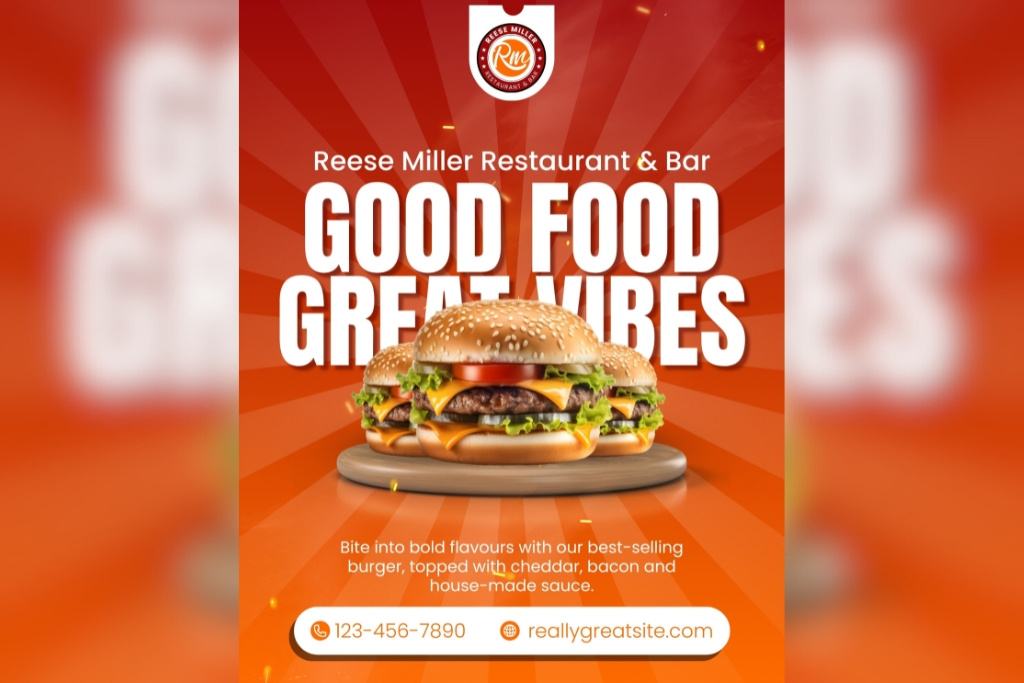 Burger Restaurant Flyer Design | Good Food Great Vibes Poster branding burger marketing template design digital marketing flyers graphic design marketing social media