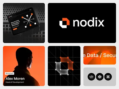 Nodix – Branding and Logo for a Blockchain Startup blockchain brand design branding crypto logo logo design minimalist n logo orange