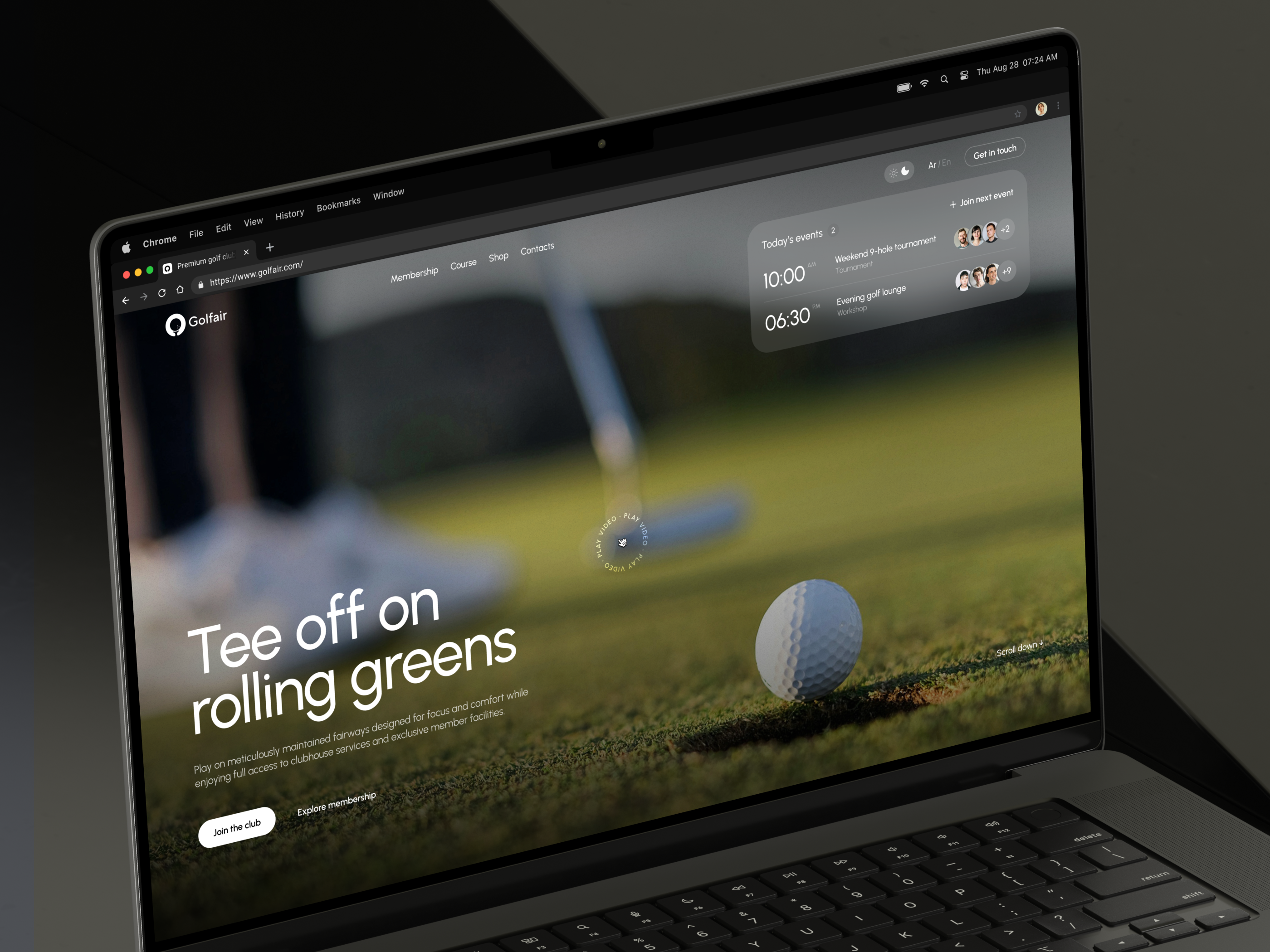 Example of Golf Club Landing Page Design