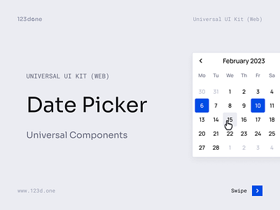 Universal UI Kit (Web) v3.0 → Date Picker 123done calendar clean component date date picker design design system figma guide minimalism tips ui ui kit ui tips uikit universal ui kit