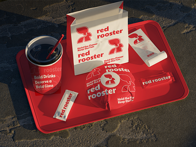 Unofficial Redesign Red Rooster Logo and Visual Brand animal brand branding chiken design food graphic graphic design inspiration logo menu modern redesign restaurant rooster trend vector