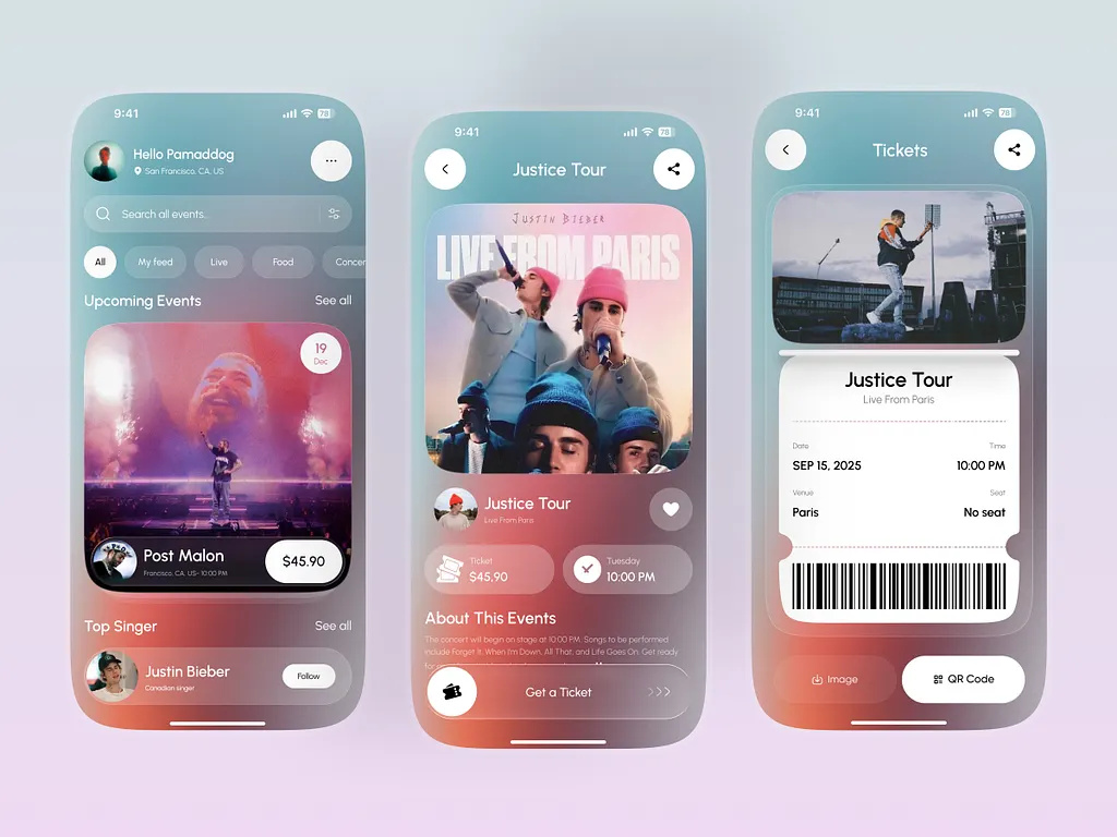 Concert Ticket Booking App app app design booking booking tickets concert ticket event event app interface ios app mobile mobile app ticket ticket app ticket booking ui user interface ux