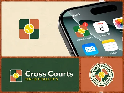 Cross Courts - Tennis Highlights app app badge branding design illustration logo sports tennis