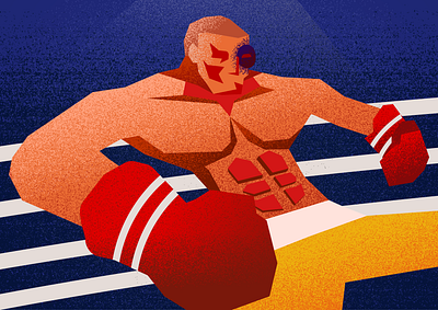 The Boxer abstract character fighter graphic design illustration man minimal noise texture vector