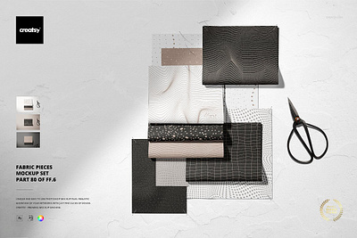 Fabric Pieces Mockup Set 80FF v.6 creatsy customizable design creator designed fabrics fabrics cotton mock up mock ups printed smart object templates