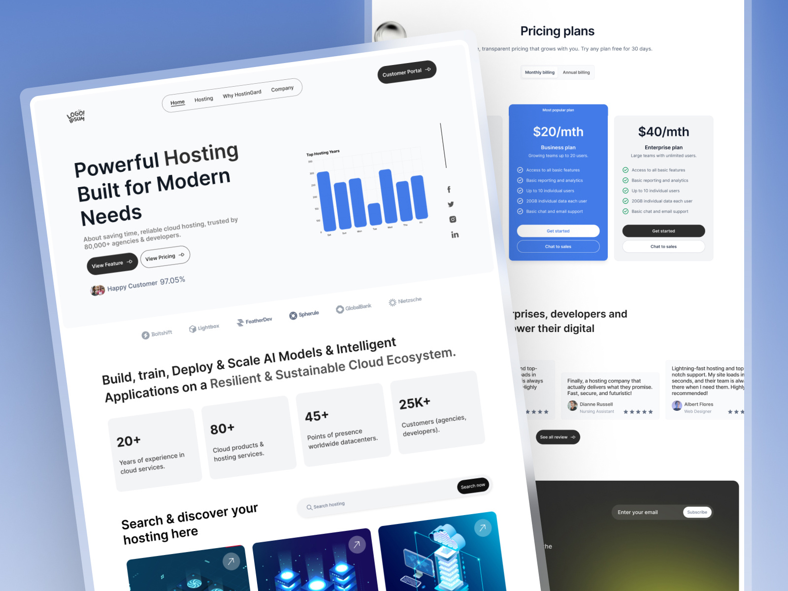 Modern Hosting | Landing Page hosting interface landingpage pricingpage saas startup uidesign uiux uxdesign webdesign