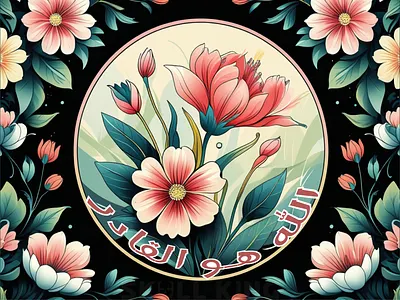 الله-هو-القادر allah is almighty allah is everything allah is power allover design arabic logo circle round logo colorful floral ditsy floral floral illustration floral pattern design floral wallpaper flower circle round islamic circle brand pattern design rose wallpaper round logo seamless floral design textile design vector floral wallpaper aesthetic