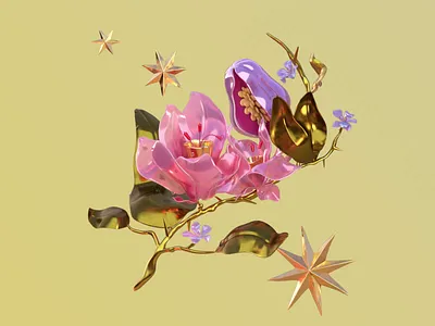 3D Illustration for Perfume Brand 3d 3d animation 3d illustration 3d model animation blender branding design design studio digital art digital illustration floral flower graphic design identity design illustration illustrator motion graphics packaging design perfume