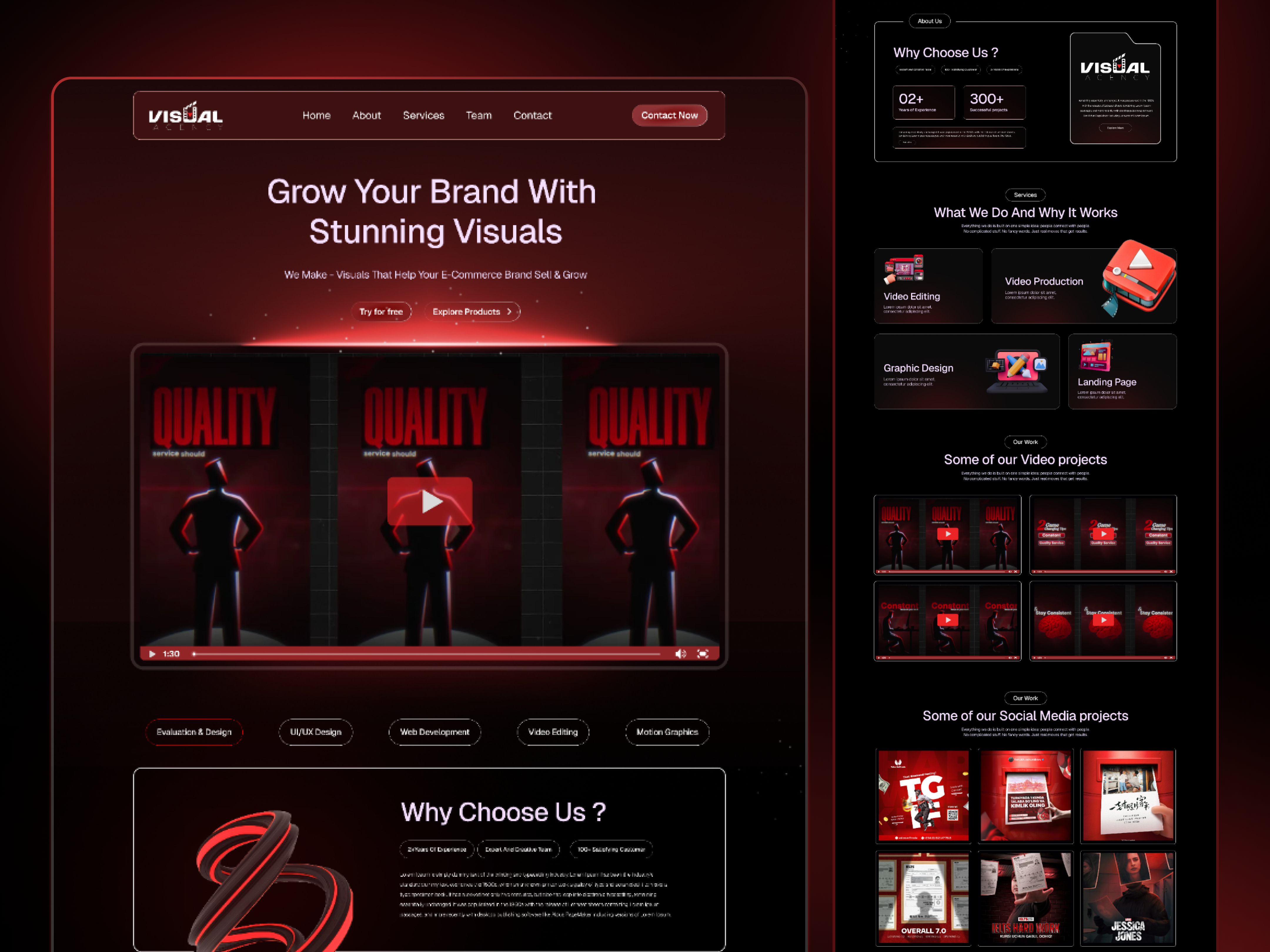 UI/UX Design | Content Service Agency branding content service ui design design graphic design illustration logo personal protfolio personal protfolio landing page typography ui uiux design ux vector video editor uiux design visual agency