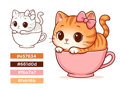 Cat Character Logo Design, Kitty Mascot Logo 2d beehaya branding business cartoon cat character cute design graphic design illustration kids brand kitty logo logo design mascot vector