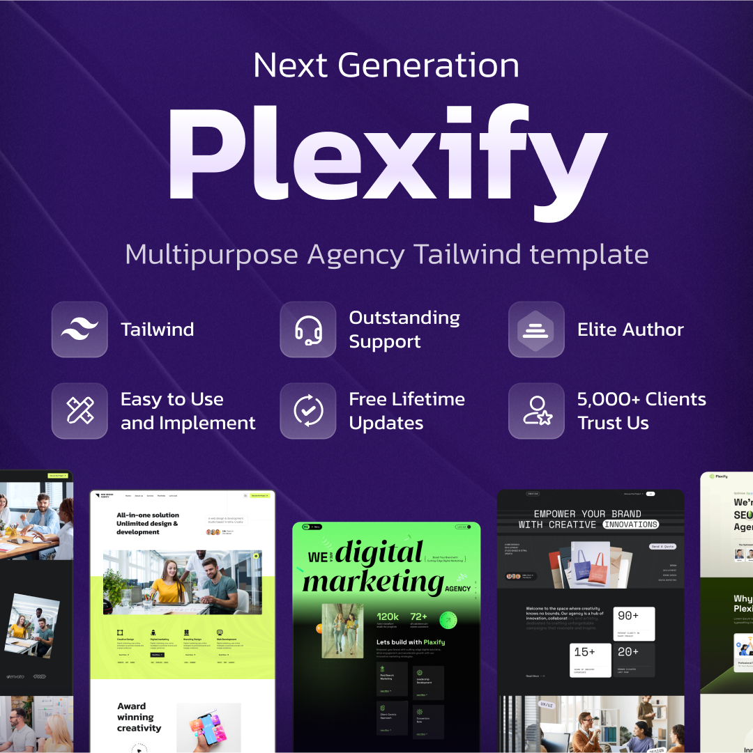 Plexify - Creative Agency Tailwind CSS Template branding creative design illustration logo product design template ui uiux website