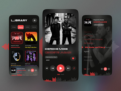 Music Player App album app dashboard depeche mode ghosts again interface media player memento mori mobile music music player player release ui ux