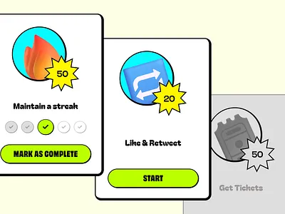 neobrutalism gamified ui cards figma gamification mobile ui neobrutalism ui user interface design ux web3
