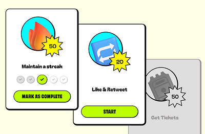 neobrutalism gamified ui cards figma gamification mobile ui neobrutalism ui user interface design ux web3