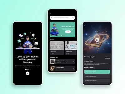 StudySphere – Learning App UI 3d ai animation app design artificial intelligence branding education graphic design logo mobile mobile app modern motion graphics study ui ui design uiux