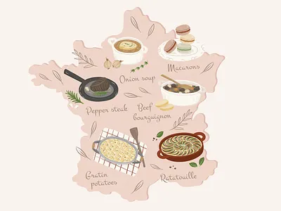 French cuisine illustration cute illustration digital illustration food illustration french cuisine french cuisine illustration french food french food illustration graphic design illustration postcard postcard design