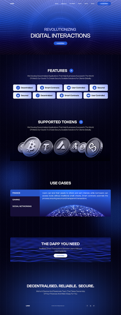 Web 3.0 Landing Page for DApp dapp figma futuristic landing page modern saas ui web3