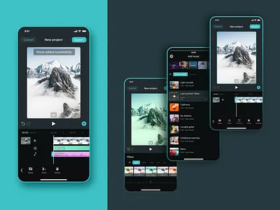 Mobile App | Video Editor add music ios mobile app new project ui uxui video editor