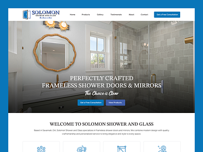 Solomon Shower & Glass // Web Design door glass redesign remodeling renovation service company shower web design window