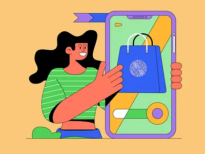 Online shopping illustration cleanlines conceptart ecommerce flatdesign graphicdesign illustration mobileapp onlineshopping vectorart