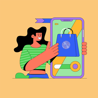 Online shopping illustration cleanlines conceptart ecommerce flatdesign graphicdesign illustration mobileapp onlineshopping vectorart