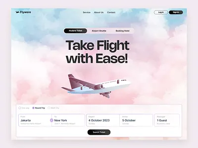 Flywere - Hero UI Design ai app branding clean design devdock gradient hero hero header hero section landing page minimal mobile notifications ui ux ux design web design