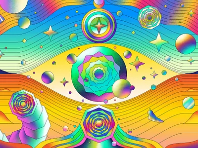 Dune abstract art affinity designer art direction book glow graphic illustration illustrator mind novel personal personal work psychedelic psychedelic art retro sci fi science fiction space surreal vector