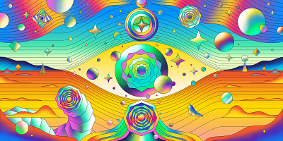 Dune abstract art affinity designer art direction book glow graphic illustration illustrator mind novel personal personal work psychedelic psychedelic art retro sci fi science fiction space surreal vector