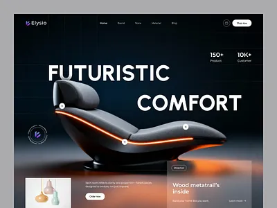 Elysio - Modern Furniture Landing page ecommerce furniture graphic design interface landing page peoduct service startup ui ux web page webpage website