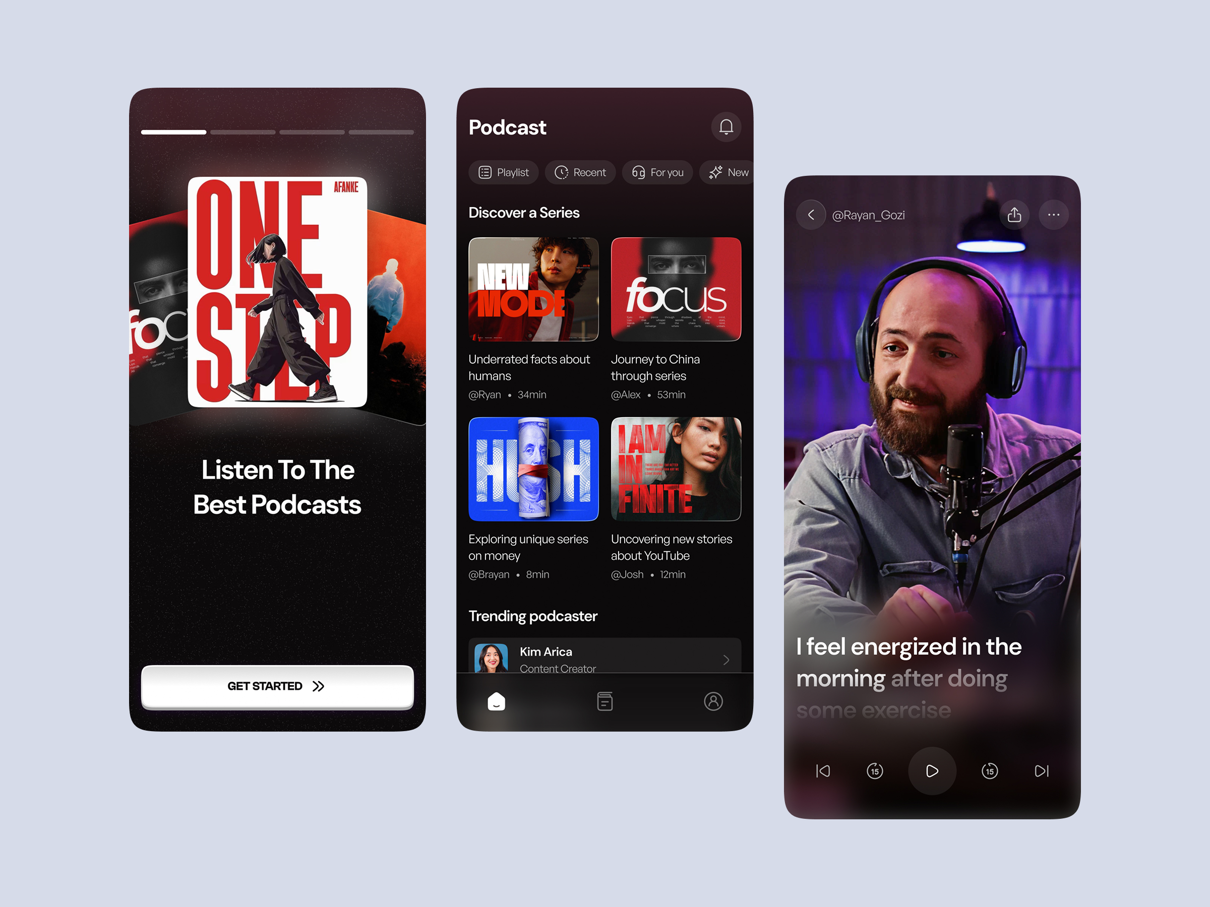 Podcast App UI Design app design audiobook dark ui mobile app mobile app design mobile ui music player podcast podcast app podcast app design podcast mobile app podcast ui podcasting product design streaming app sustainable ui ui user interface