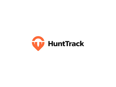 HuntTrack Logo abstract animal antlers brand company deer horn hunter hunting logo logo design map modern pin location stag track wild